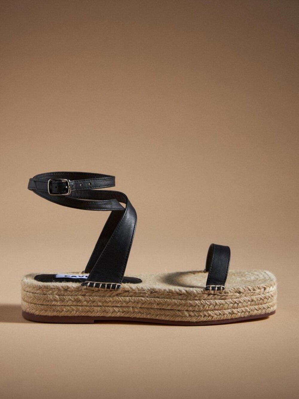 EUC CAVERLEY Jude Espadrille Leather Sandals in Black, Size US Women 9.5 EU 40